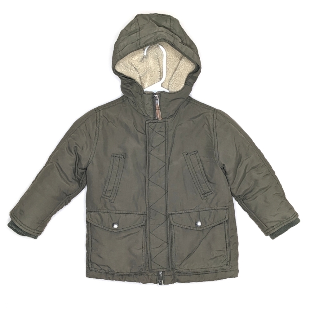 Lands' End Green Sherpa Quilted Lined Hooded Coat 4